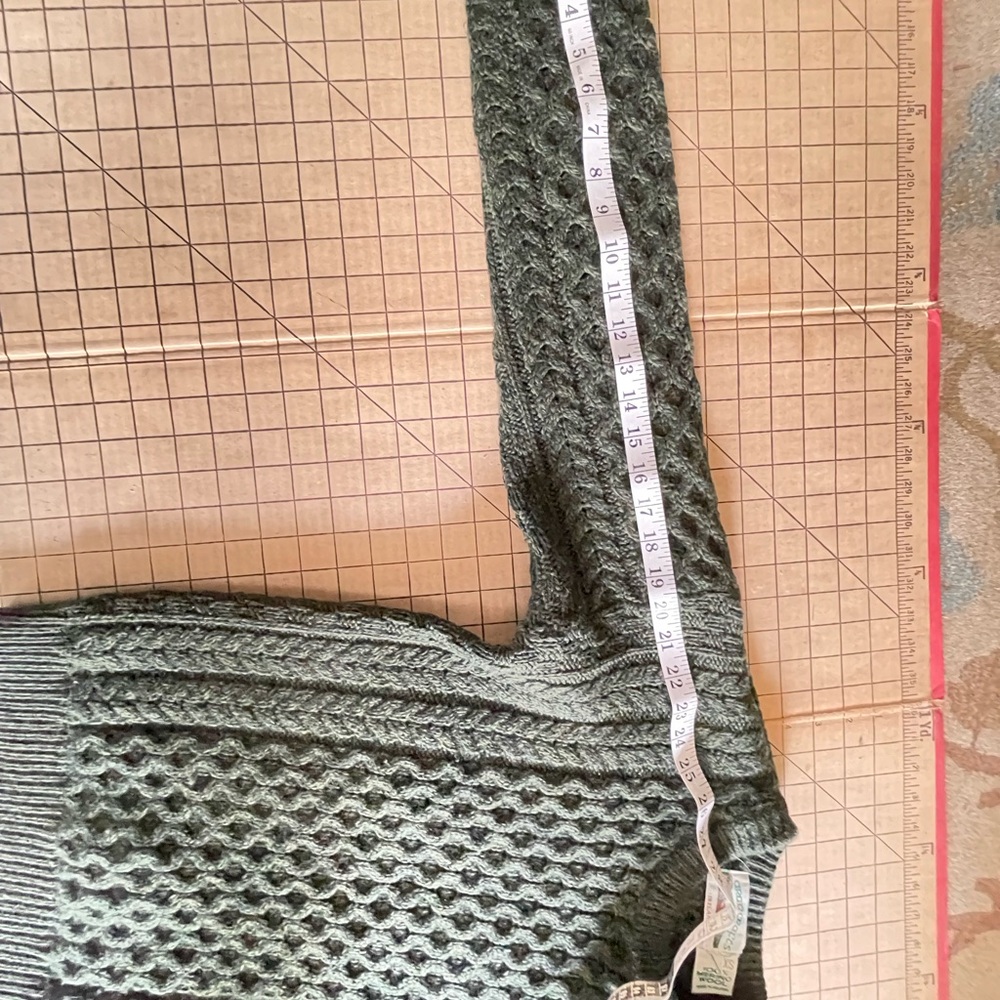 Aran Crafts Olive Green Cable Crewneck Sweater - Picture 3 of 5